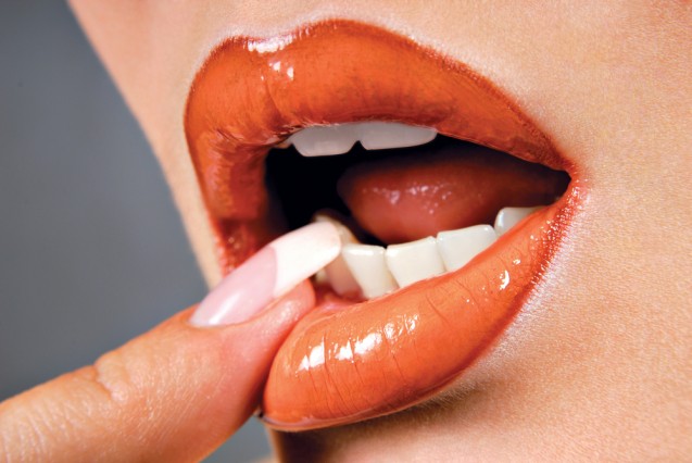 Burnt orange lipstick