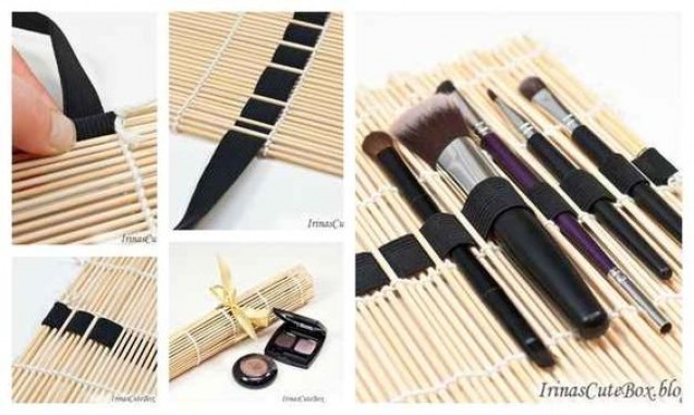 Makeup brush sushi mat