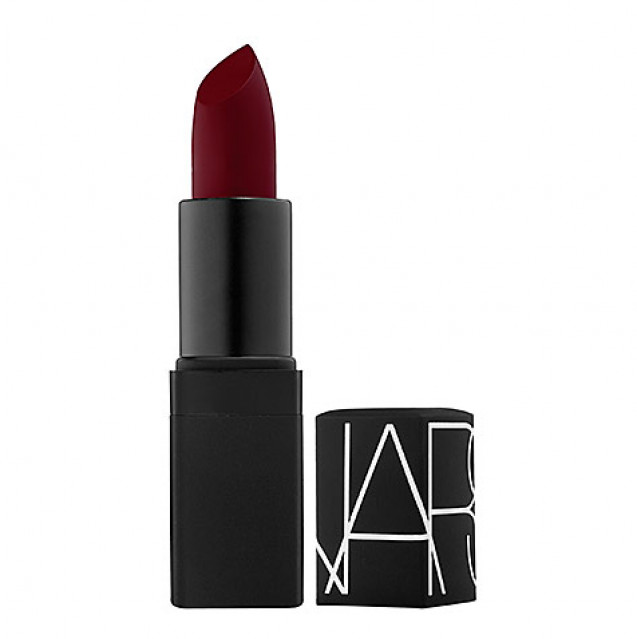 Dark red lipstick